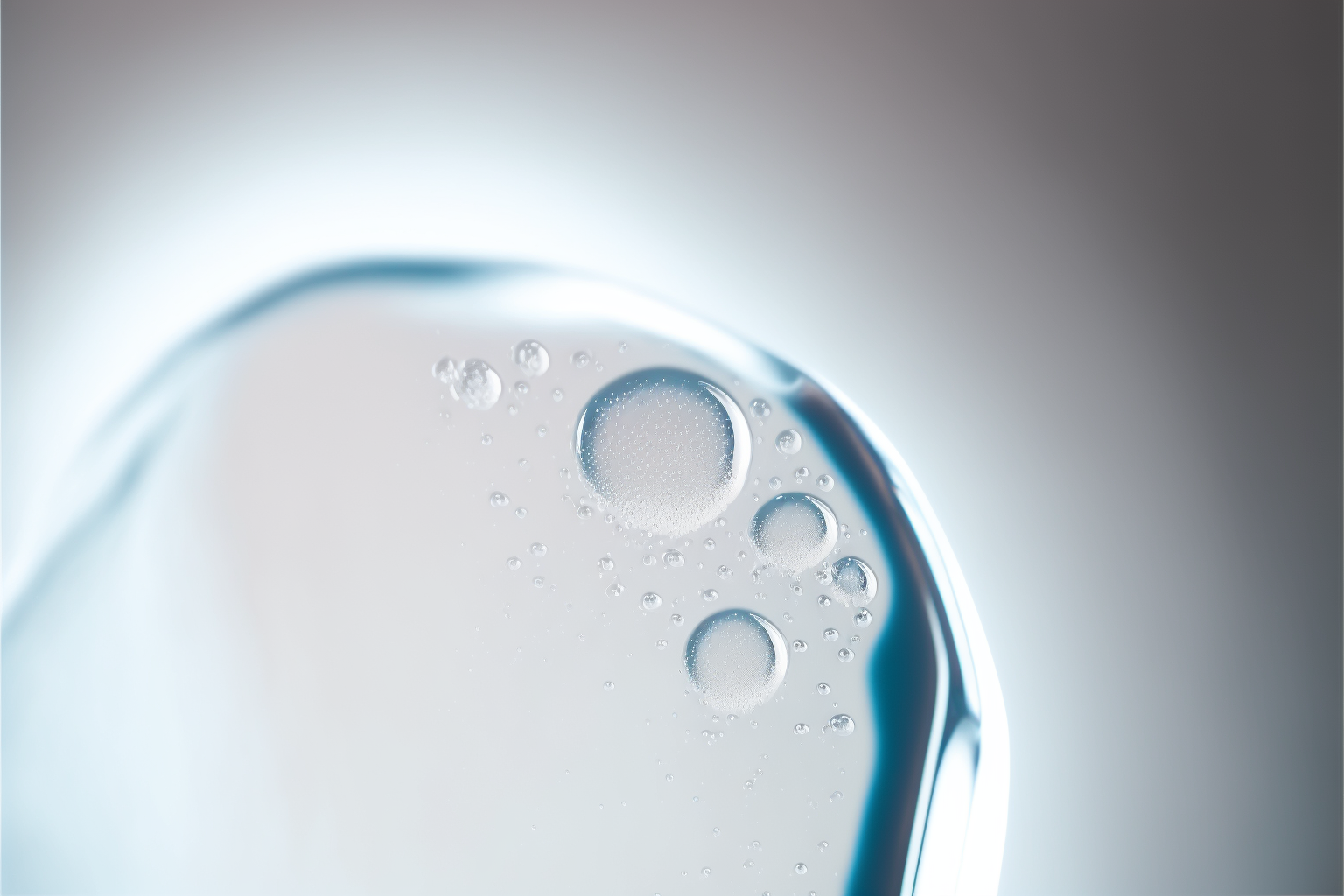 Clear pastel blue peptide gel serum texture